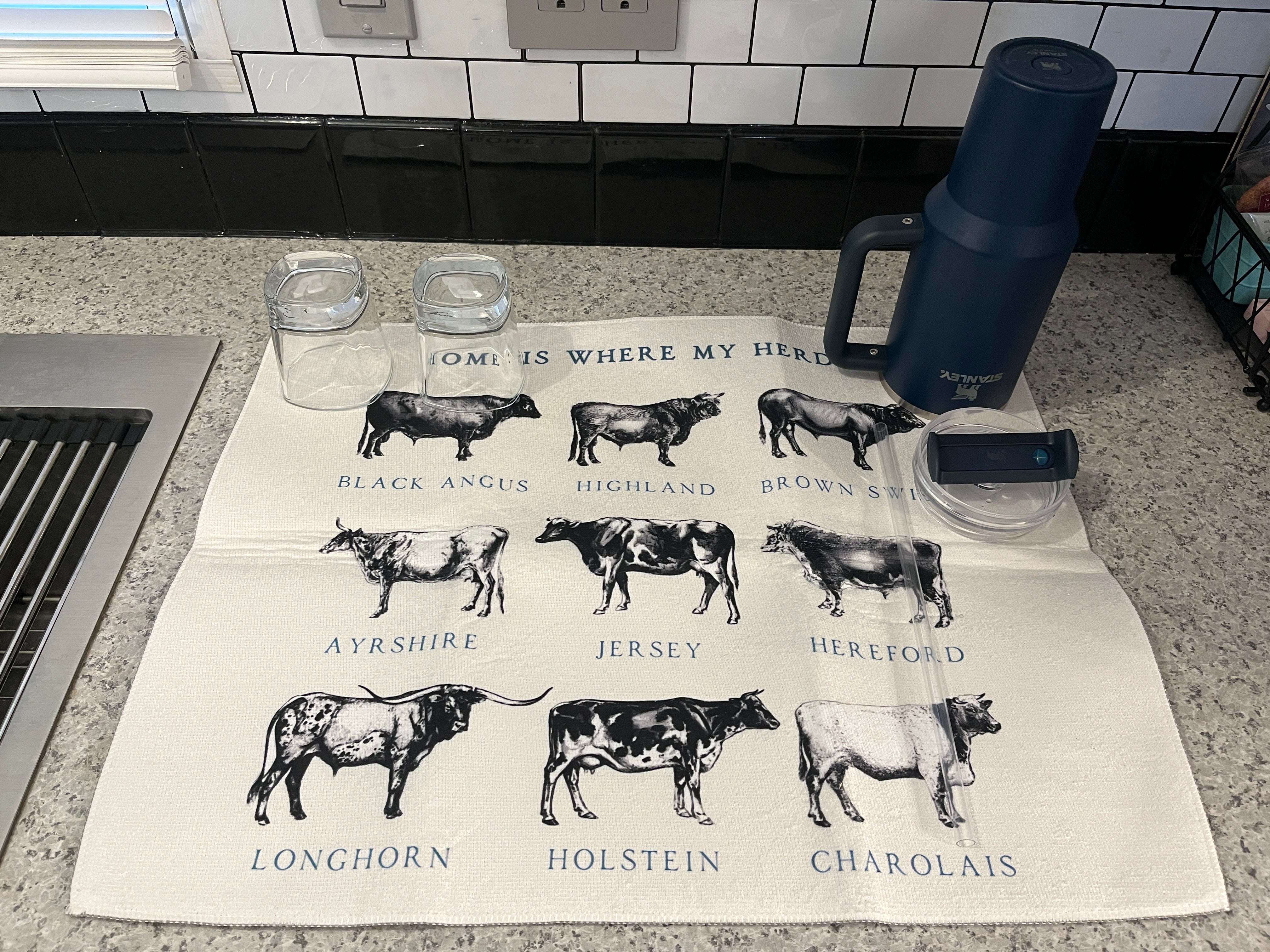 YE Exclusive Dish Drying Mat- Home is Where My Herd Is