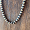 Sterling Silver Handmade Navajo Pearl Necklace- 18" 8mm Round Pearls by Bryannen Halwood