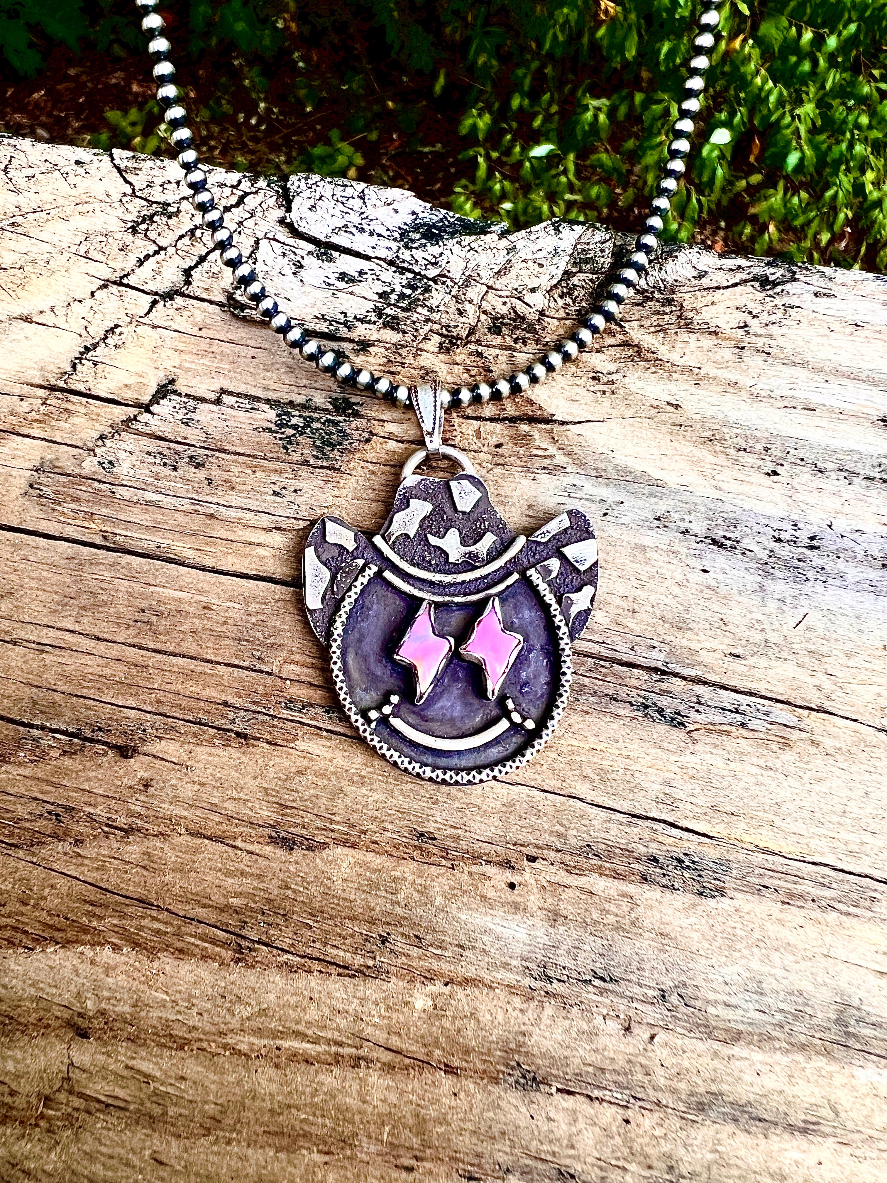 Opal Bolt Smiley Pendant