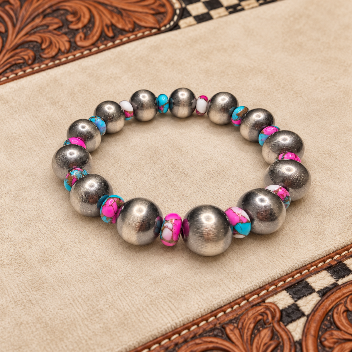 Cotton Candy Rondelle Stretch Bracelet