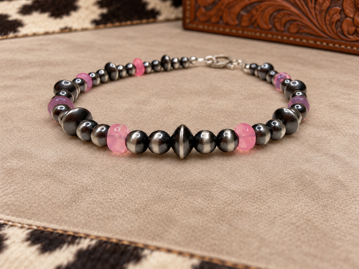 7.25" Natural Ethiopian Pink Fire Opal T-Clasp Bracelet