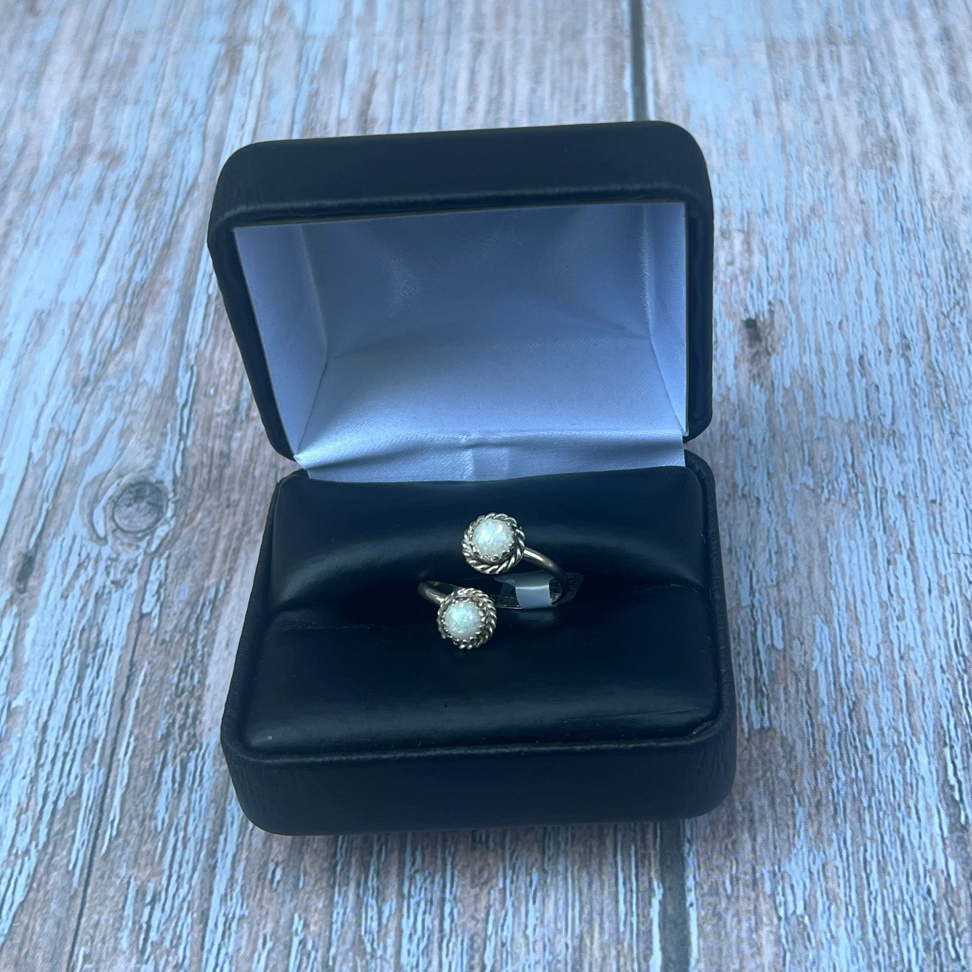 White Fire Opal Wrap Ring- Zuni