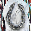 Triple Strand Navajo Bench Bead Necklace – 18" | 5–10mm Sterling Pearls