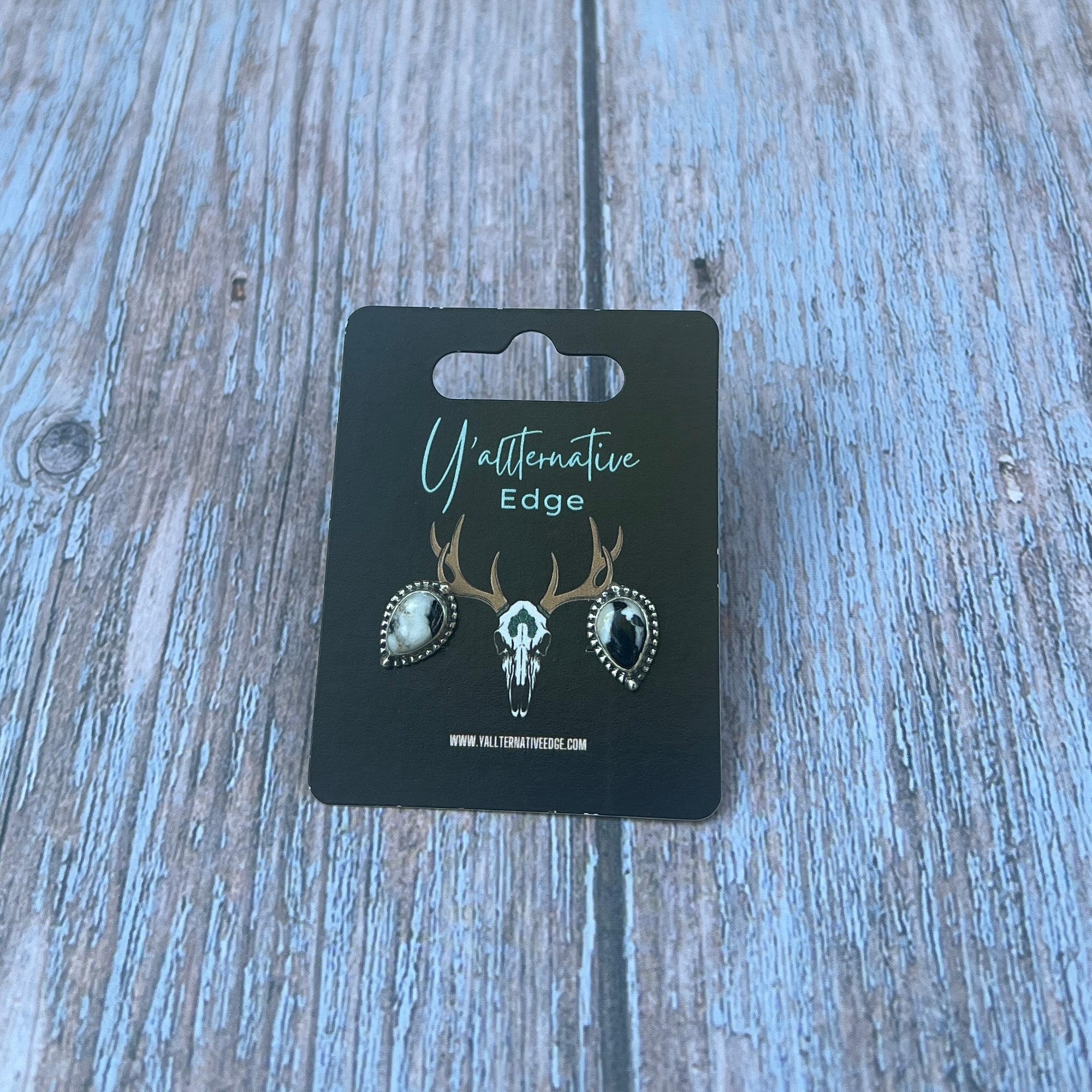 White Buffalo Teardrop Studs