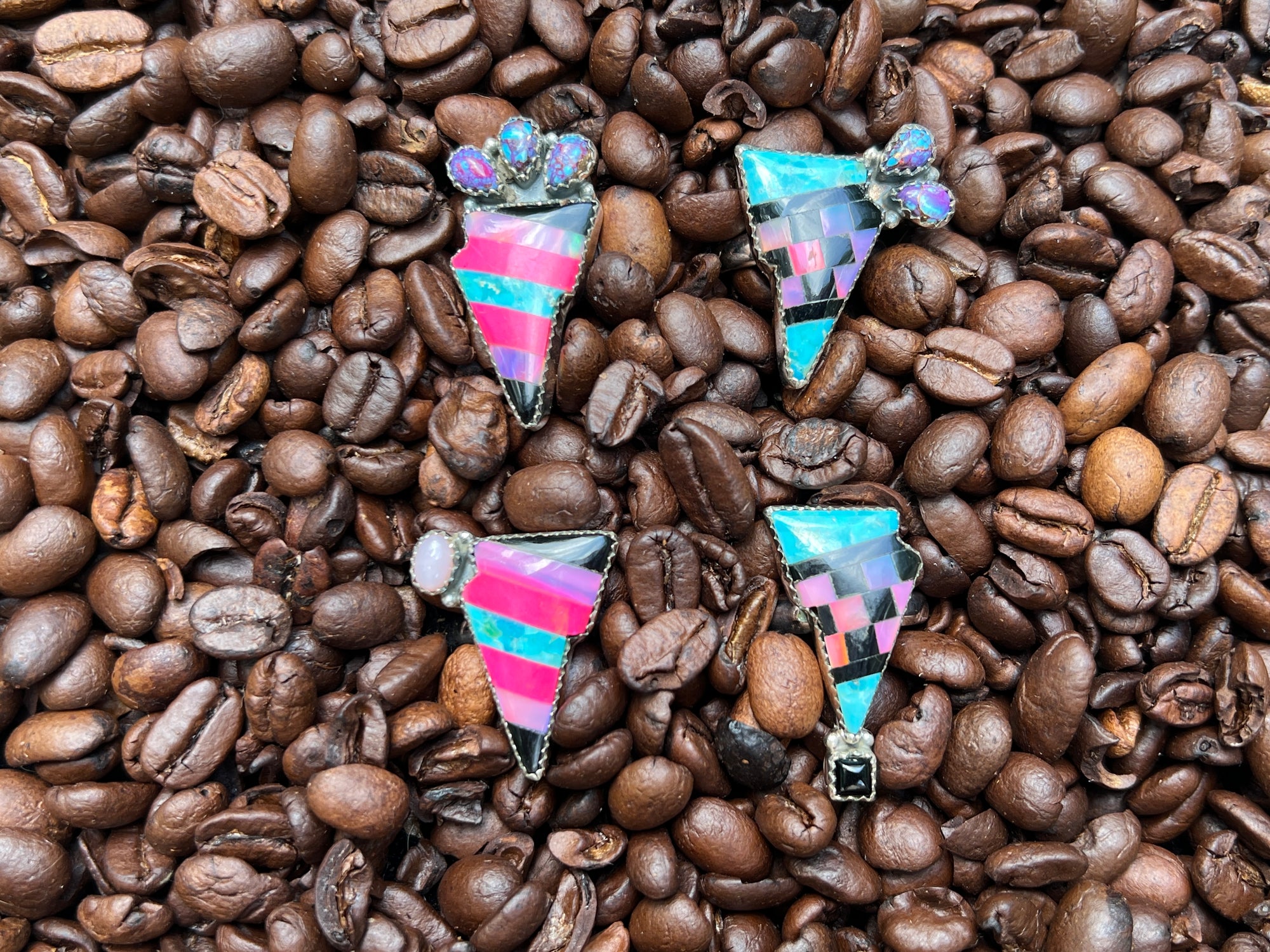 ⚡ Sterling Opal Adjustable Lightning Bolt Rings ⚡