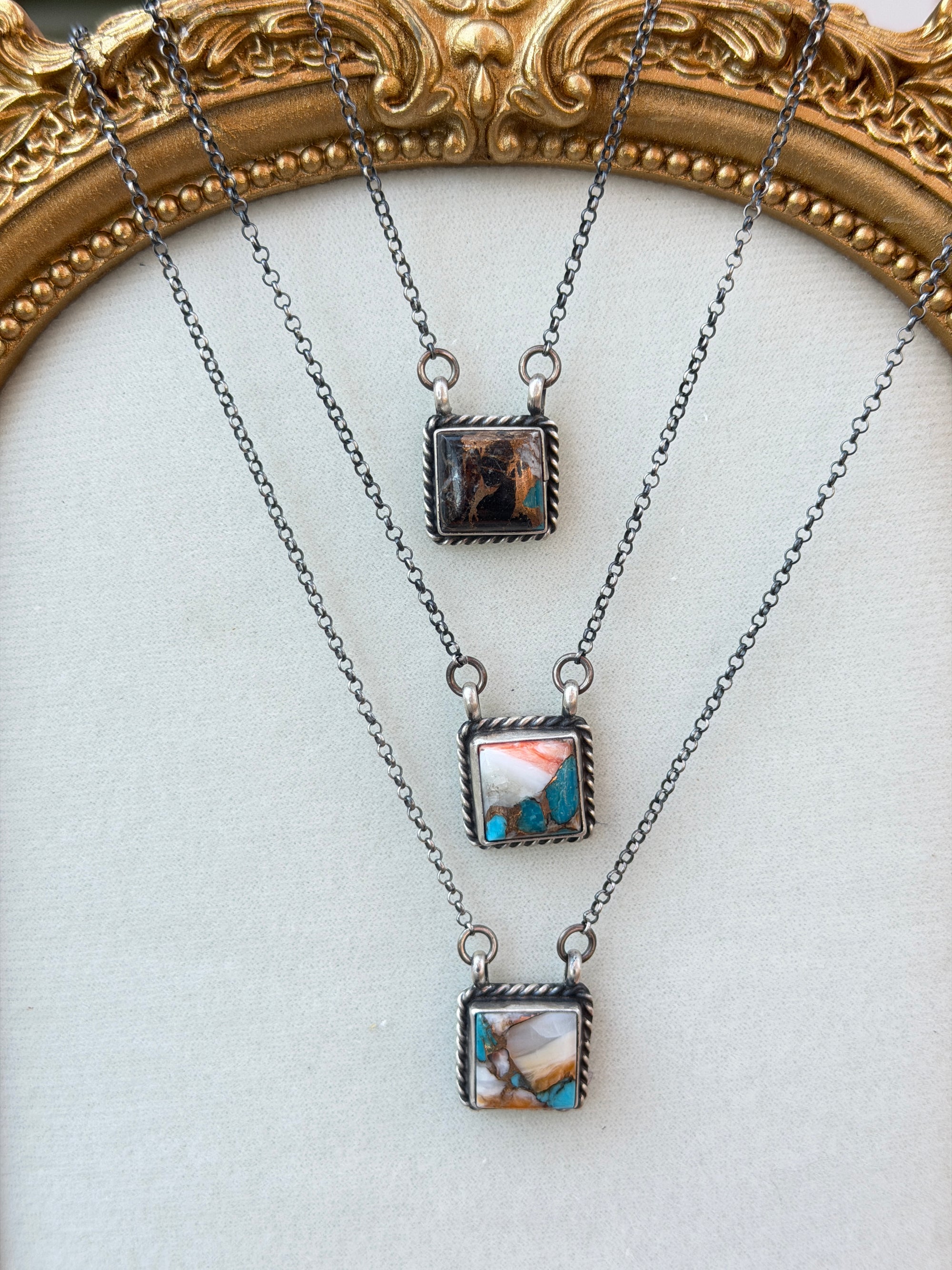 Square White Buffalo Johnny Dixon Bar Necklace- Choice Of 3