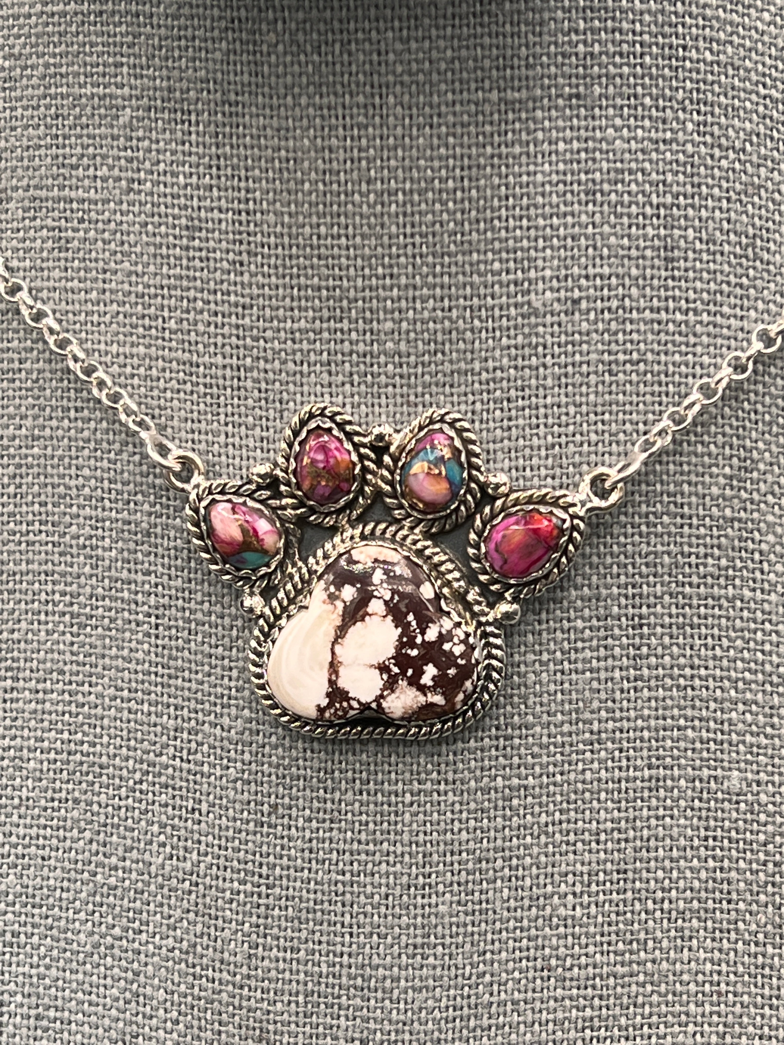 My Little Dog Paw Stone Necklace-Several Stone Choices
