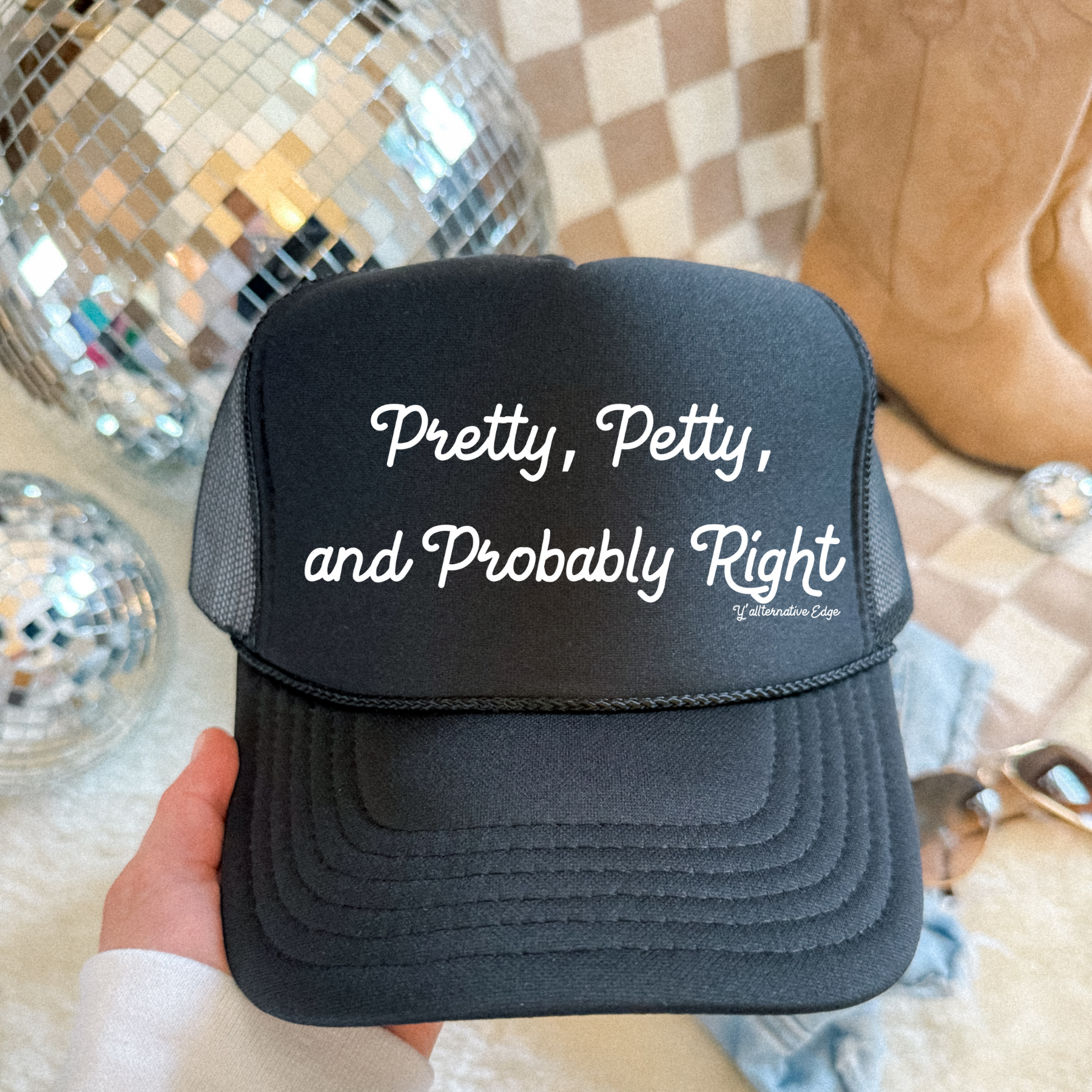 Petty, Pretty & Right Black Trucker