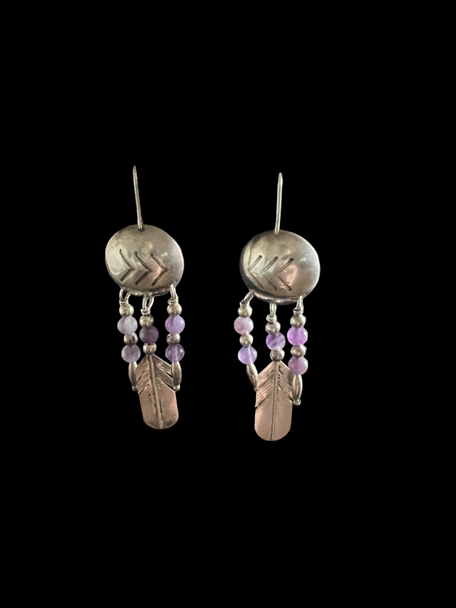 Vintage Purple Dreamcatcher Earrings
