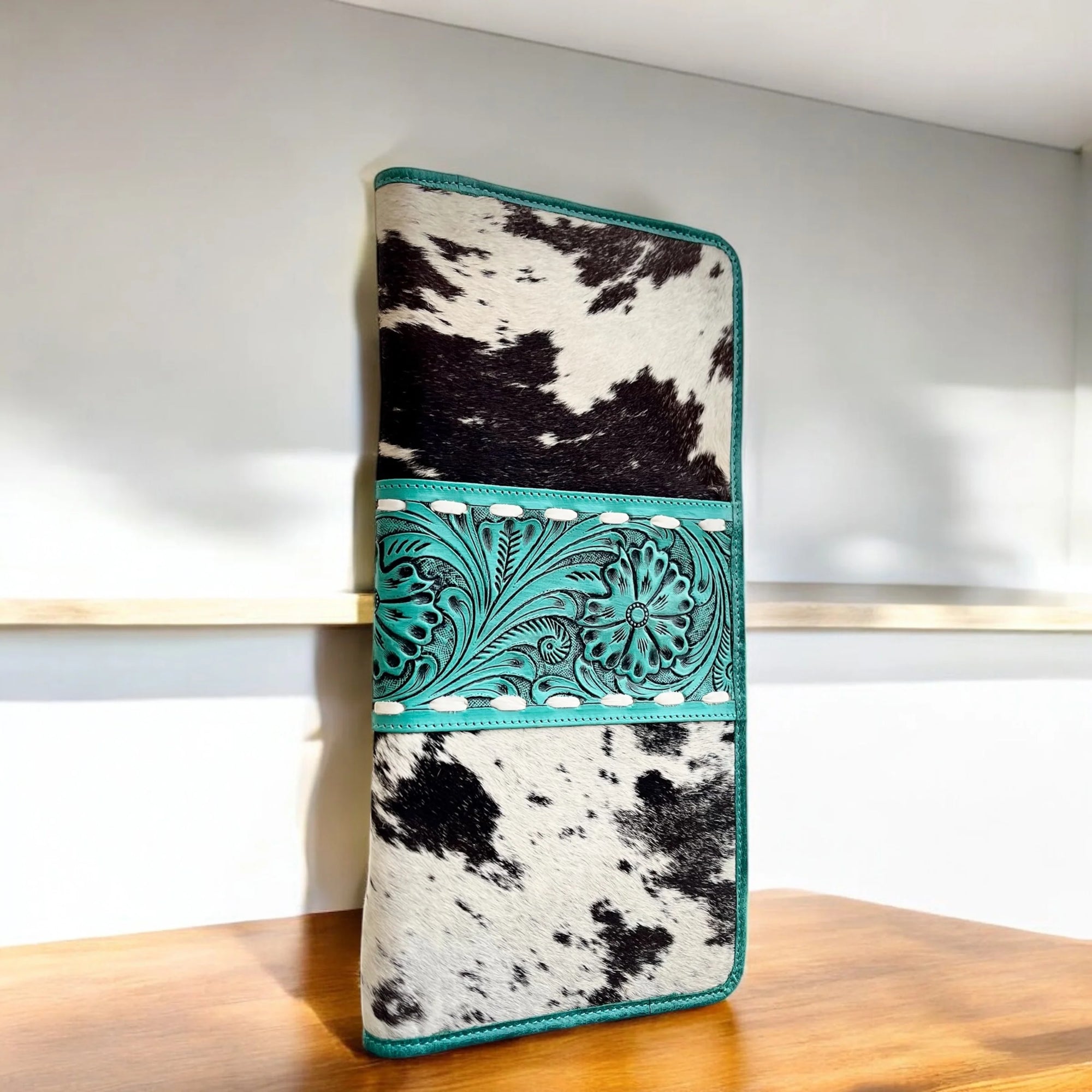 Turquoise Tooled Leather & HOH XL Jewelry Wallet- RETAIL $139.99