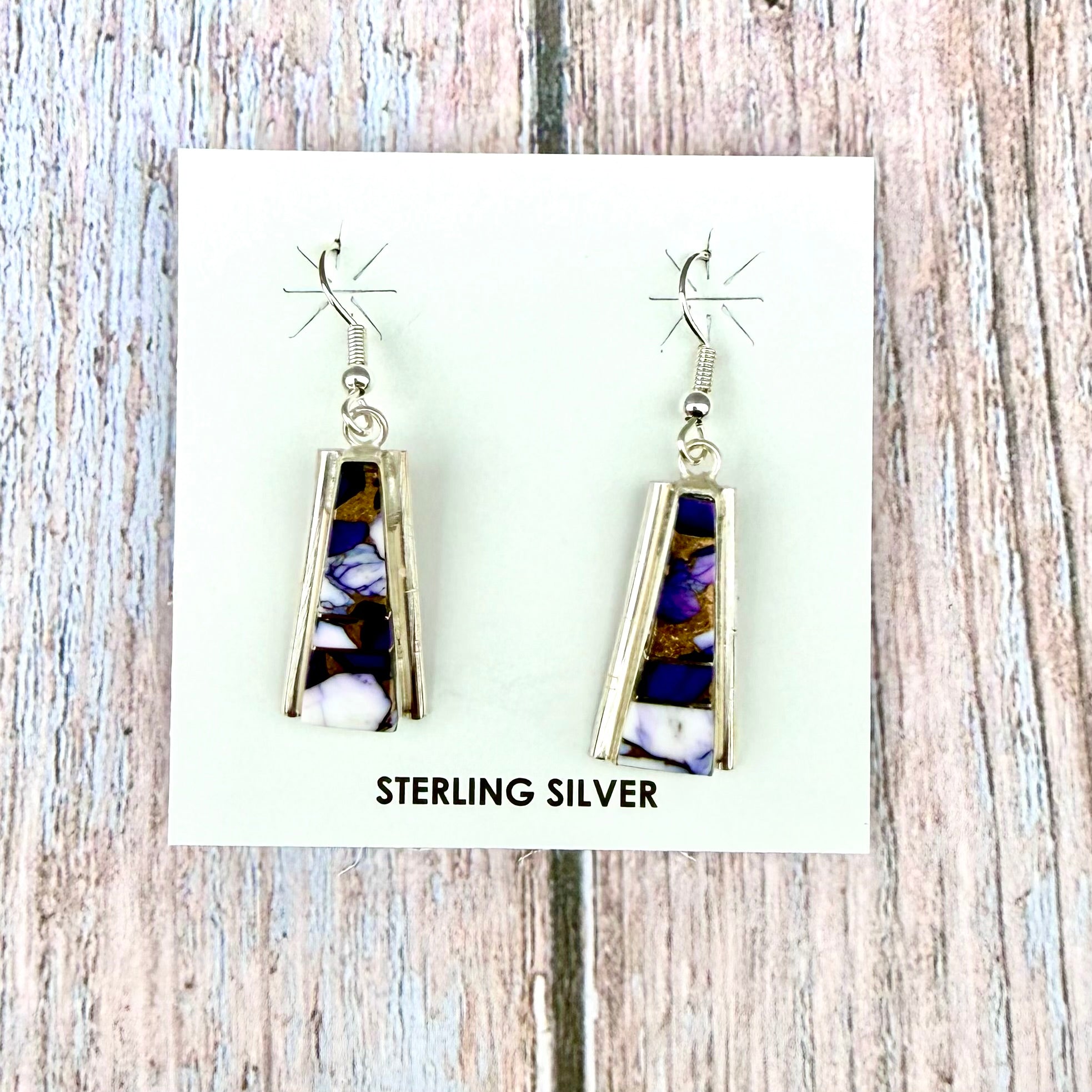 Purple Mohave Inlay Dangle Earrings-Steve Francisco 1"