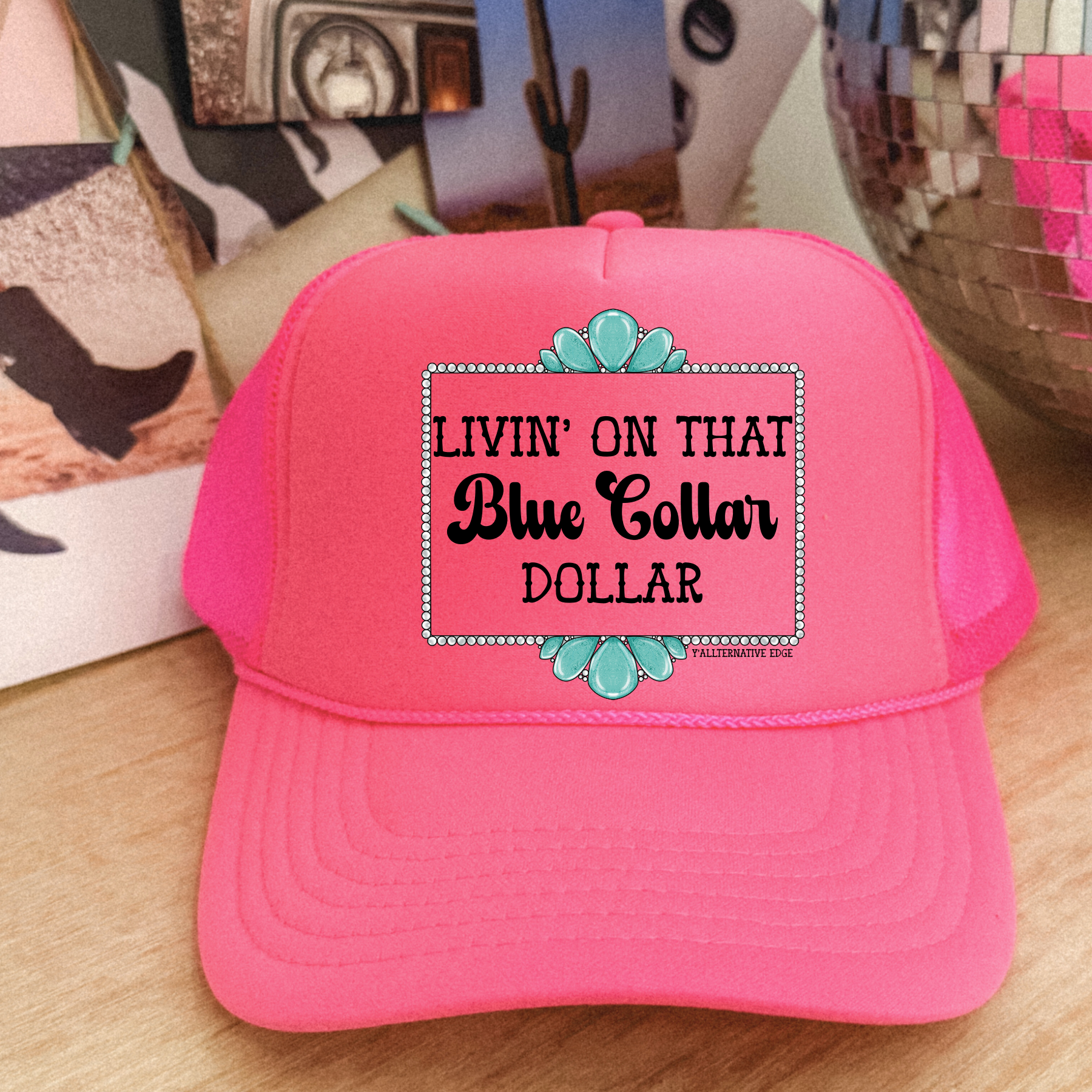 Blue Collar Dollar Hot Pink Trucker