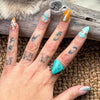 Spiderweb Turquoise Split Shank Vintage Ring- F Martinez 9.5