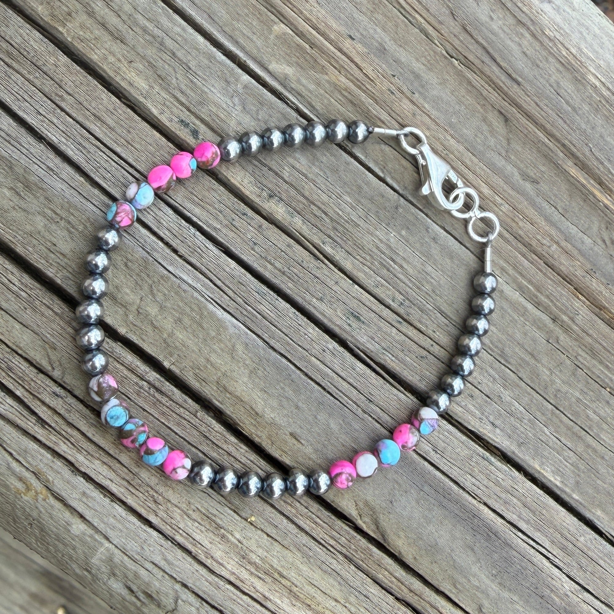 4mm Sterling Pearl & Cotton Candy Bracelet