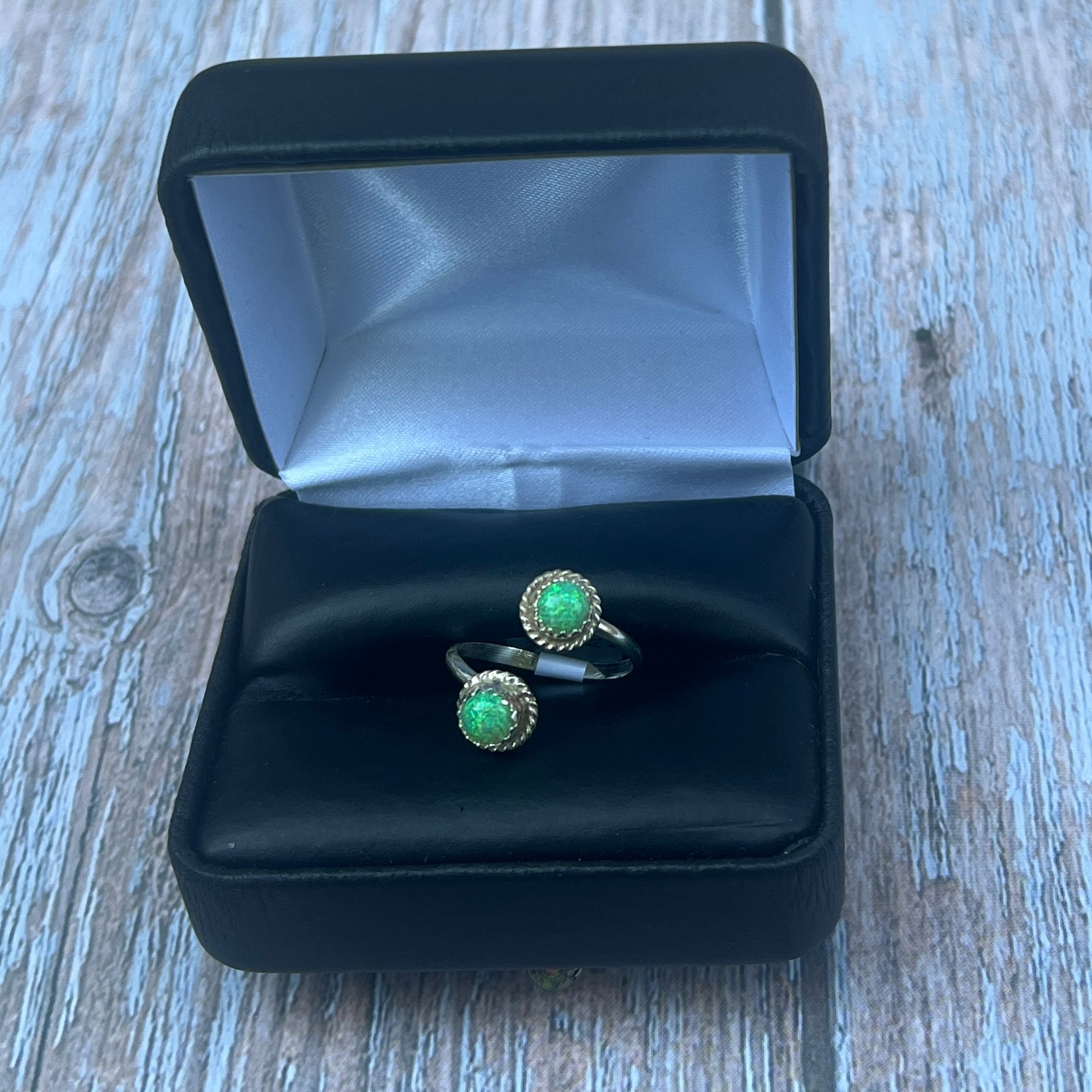Green Fire Opal Wrap Ring- Zuni