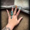 XL Bisbee, Pilot Mountain, And Royston Three Stone Statement Ring- Gilbert Nez, 6