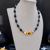 Black Onyx & Candy Corn Necklace — 16.5"