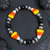 Hand Blown Glass Candy Corn 5-7mm Pearl Stretch Bracelet — 6.25"
