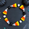 Black & White Onyx Candy Corn Stretch Bracelet — 6.25"