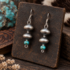 Stamped Sterling Silver & Turquoise Necklace + Earring Set by Sharon Cooley