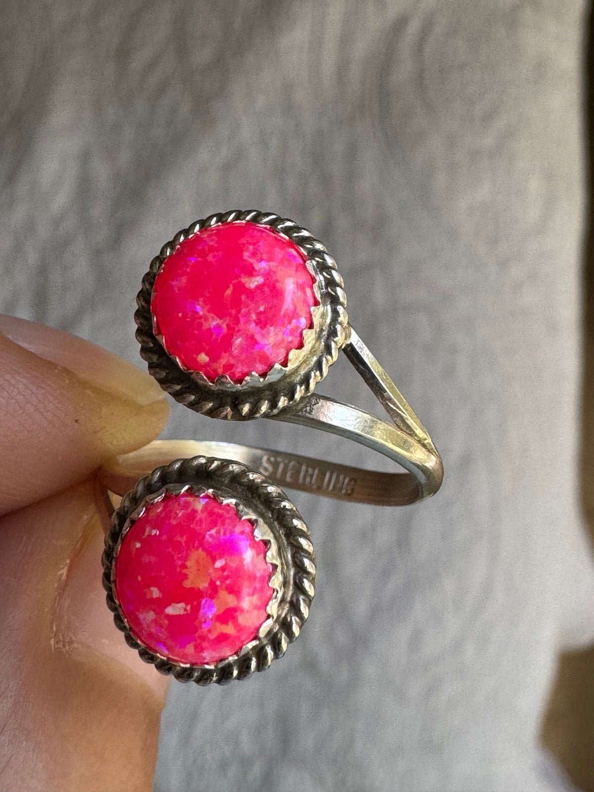 Hot Pink Fire Opal Wrap Ring
