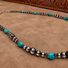 18" Red Skin Turquoise Necklace w/ 4-6mm Sterling Pearls