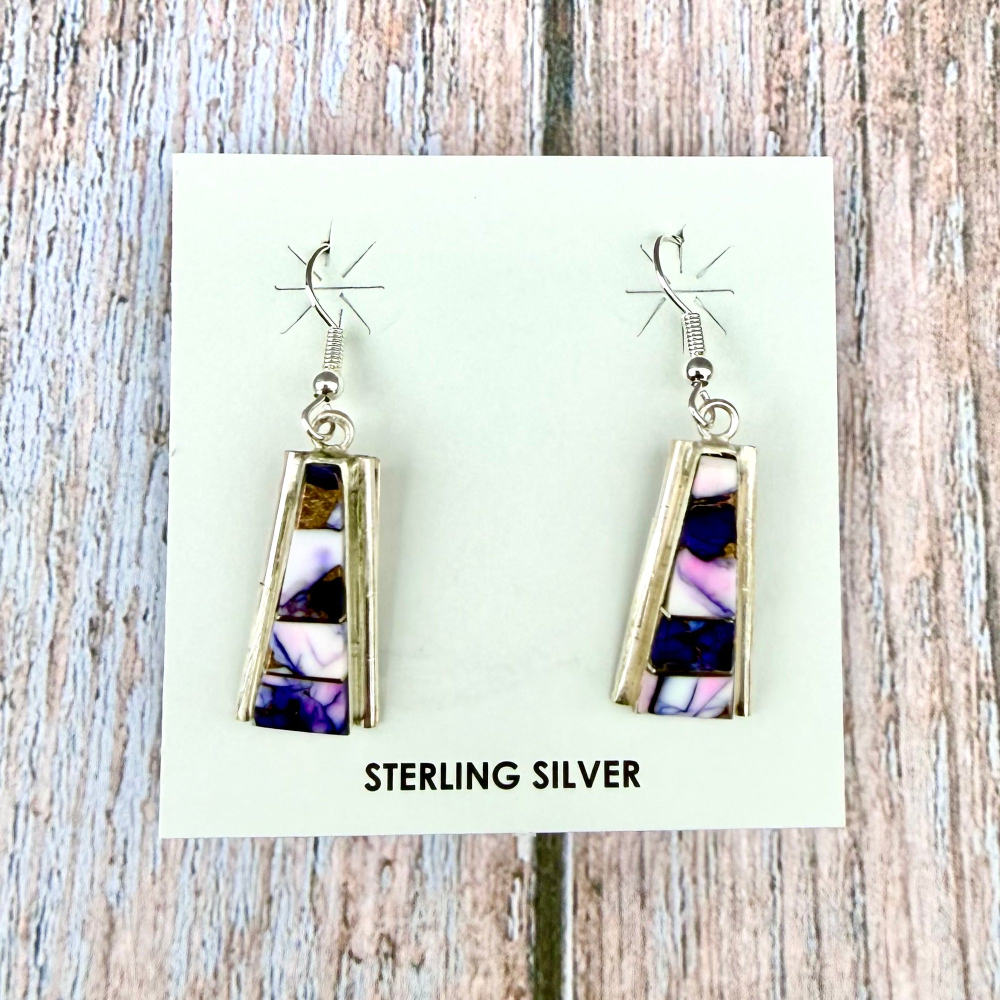 Purple Mohave Inlay Dangle Earrings-Steve Francisco 1"