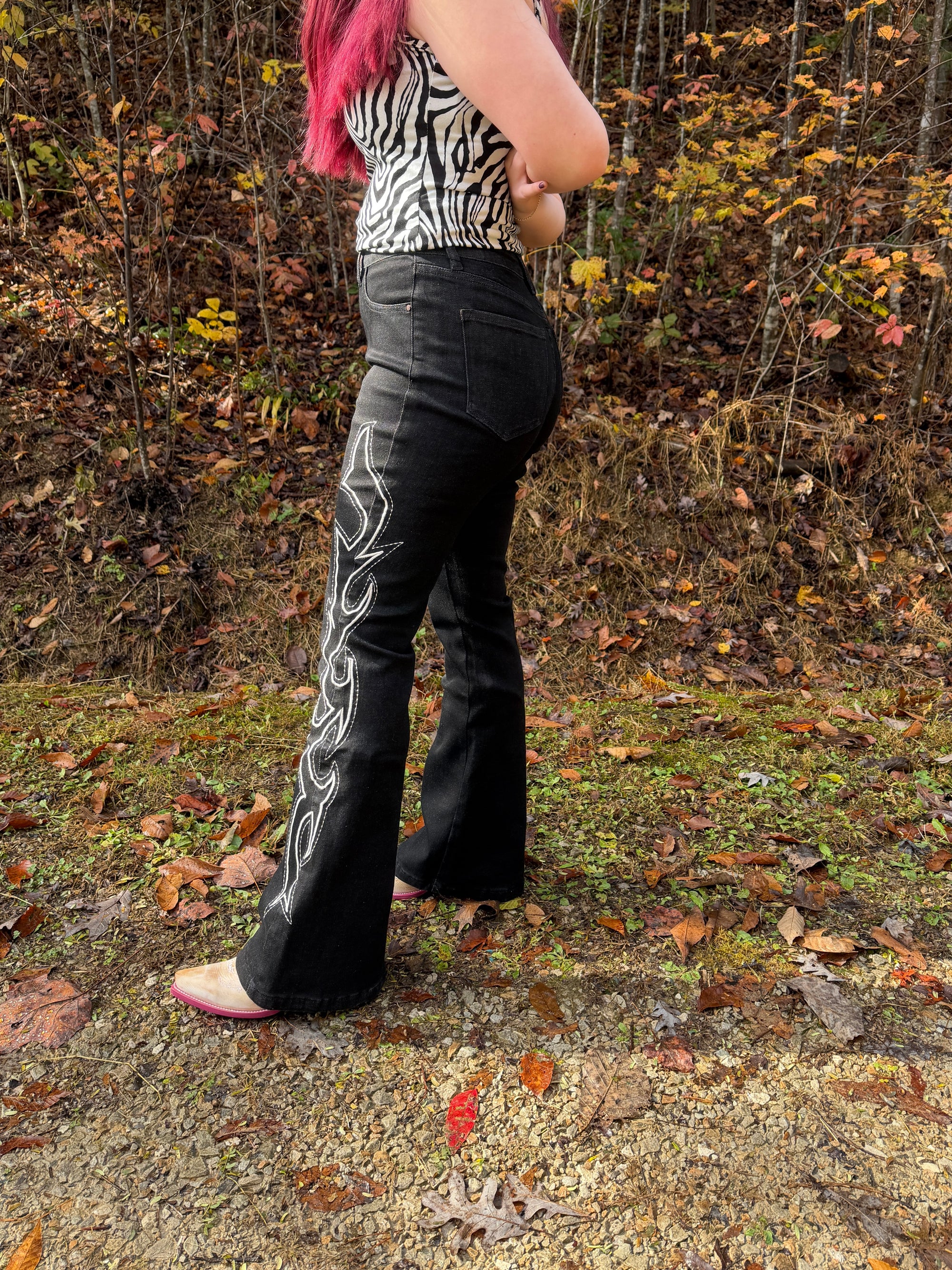 Lucky & Blessed Black Boot Stitch Jeans