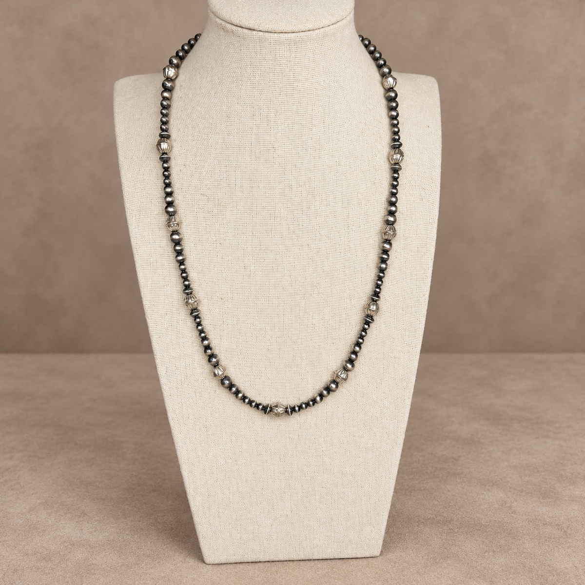 20" New Old Stock Fluted Bead & Pearl Necklace