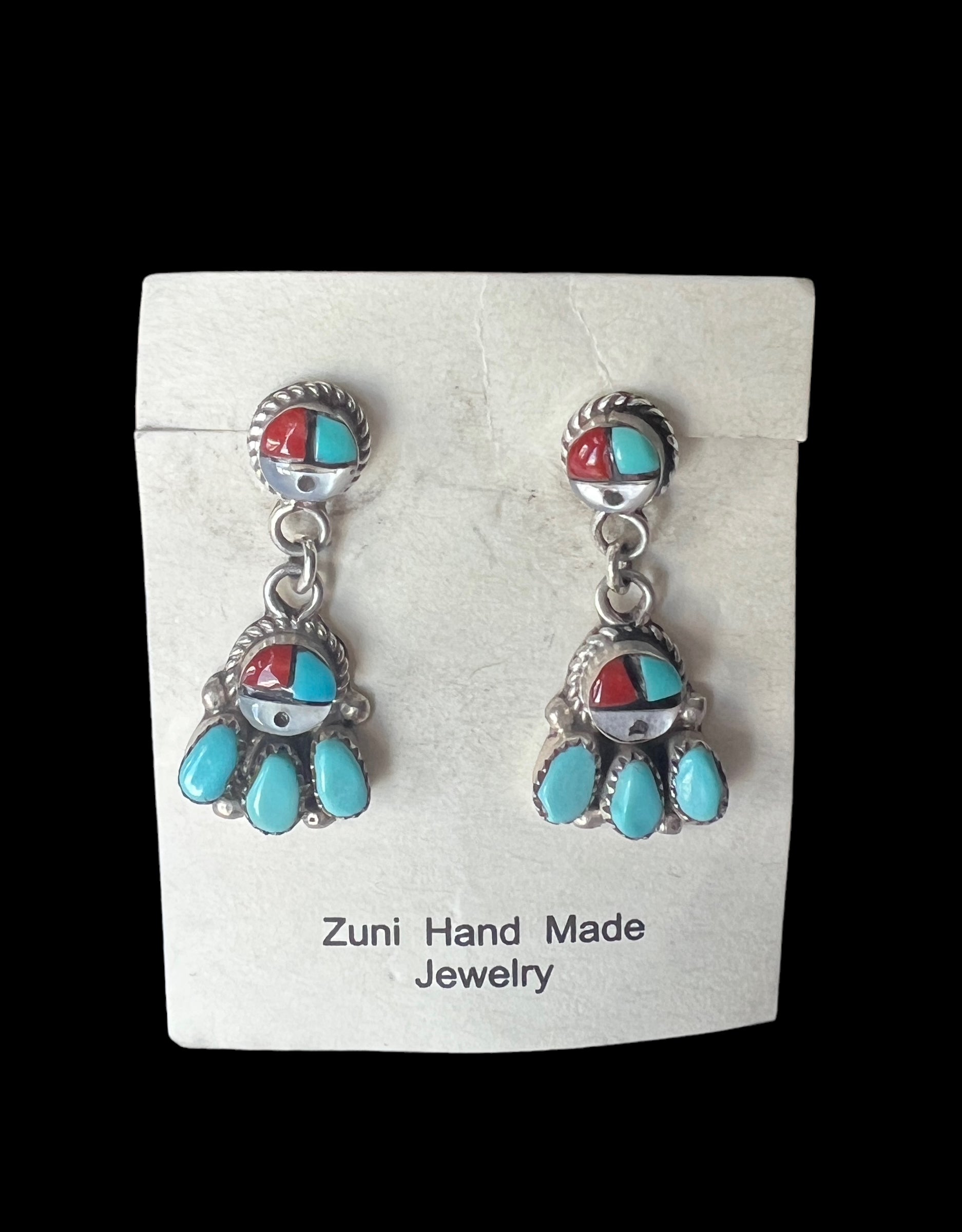 Vintage Zuni Paw Drop Earrings