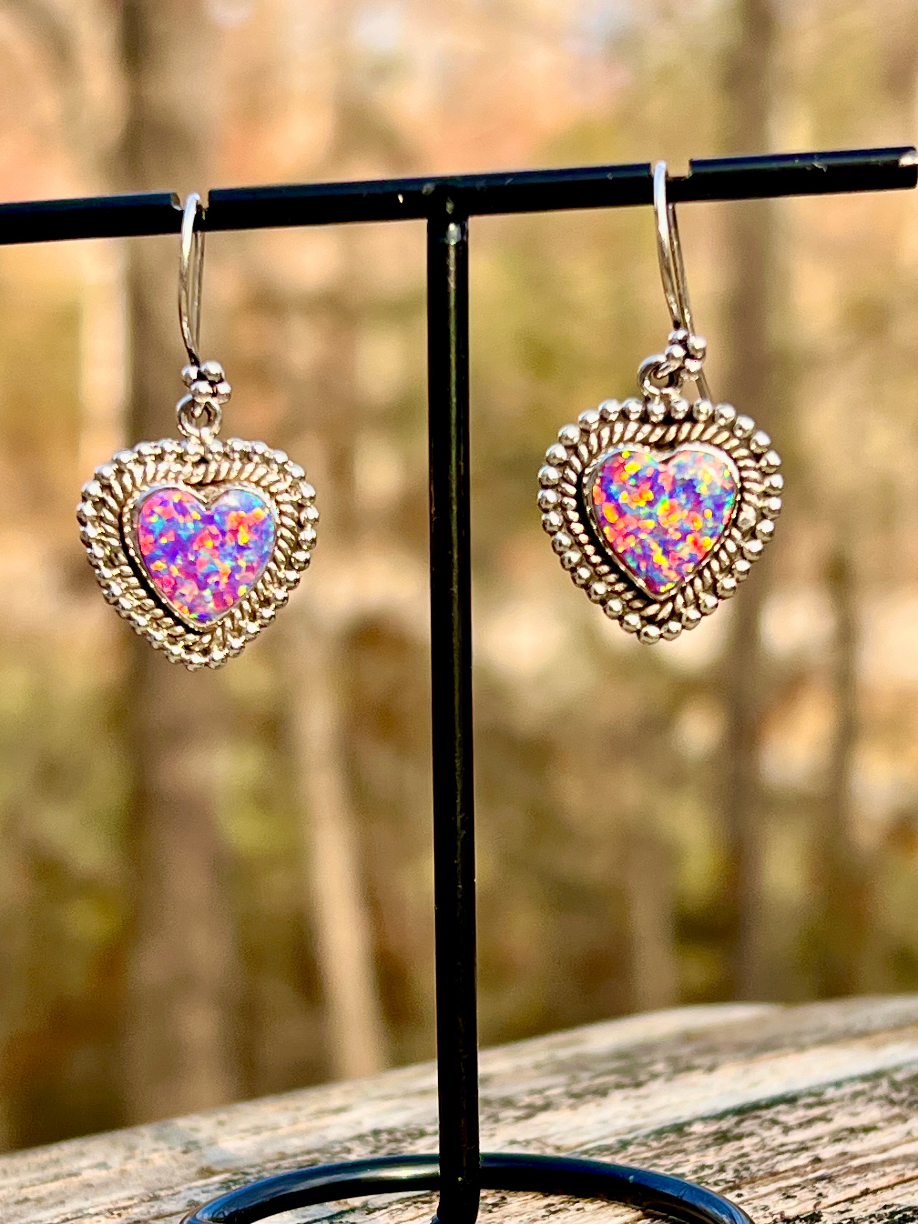 Love In Color Australian Opal Heart Dangles