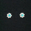 Native Made Turquoise & Sterling Silver Flower Stud Earrings – By Ronald Yatsattie