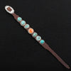 Navajo Silver Leather Turquoise and Spiny Oyster Buckle Bracelet