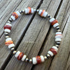 Orange Spiny, Howlite & 4mm Sterling Desert Pearl 6" Stretch Bracelet