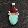 Larimar & Carnelian Statement Pendant by Jenn Curtis (Diné)