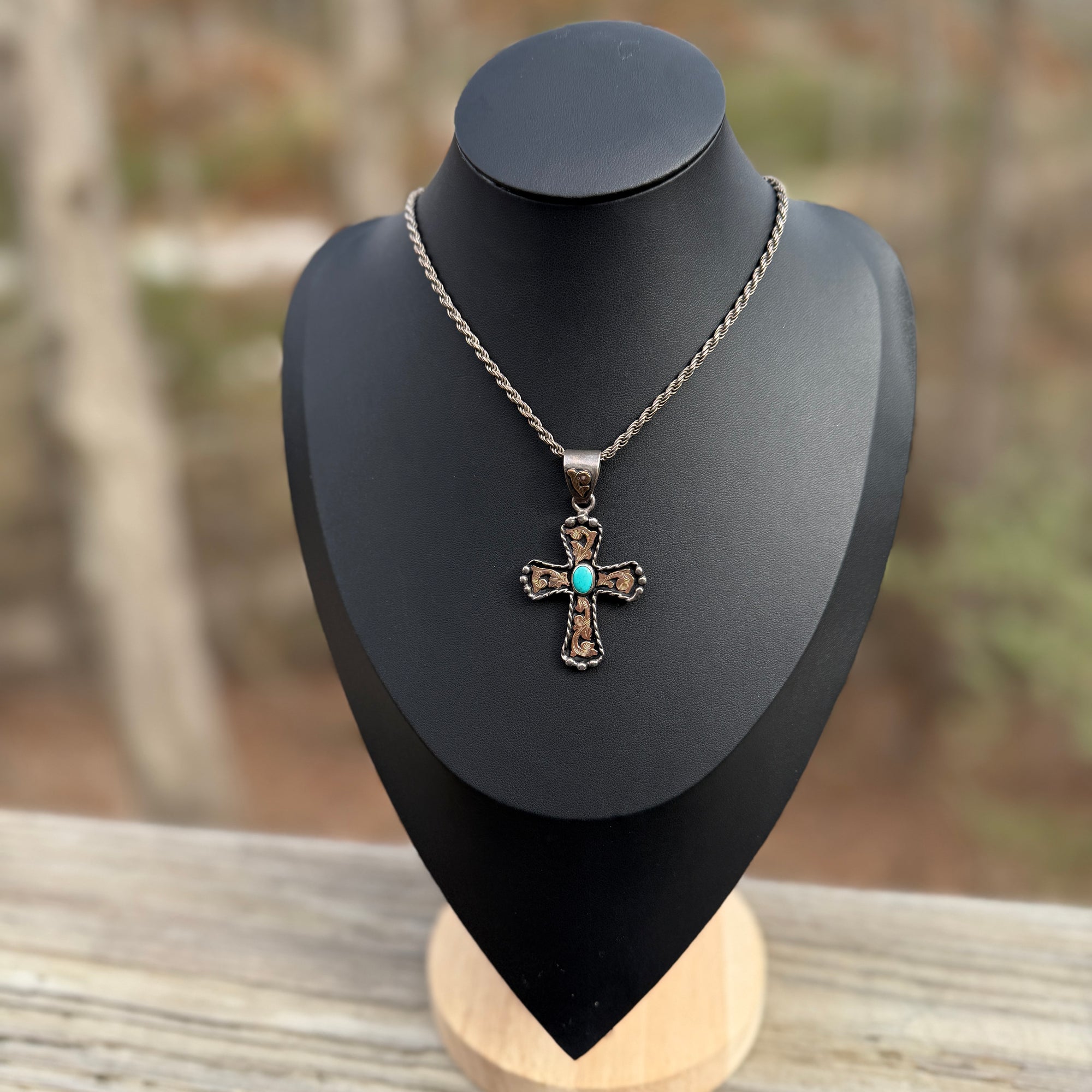 Vintage Hyo Silver Turquoise Pendant Necklace