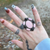 XL Pink Conch & Onyx Statement Ring- Jaqueline Silver Navajo-8