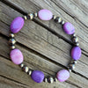 Purple Opal Gem & Sterling Desert Pearl 4-6mm Stretch Bracelet