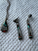 Vintage Zuni Handcrafted Teardrop Multi Stone Inlay Sterling Native American Pendant Jewelry by Cleo Kallestewa