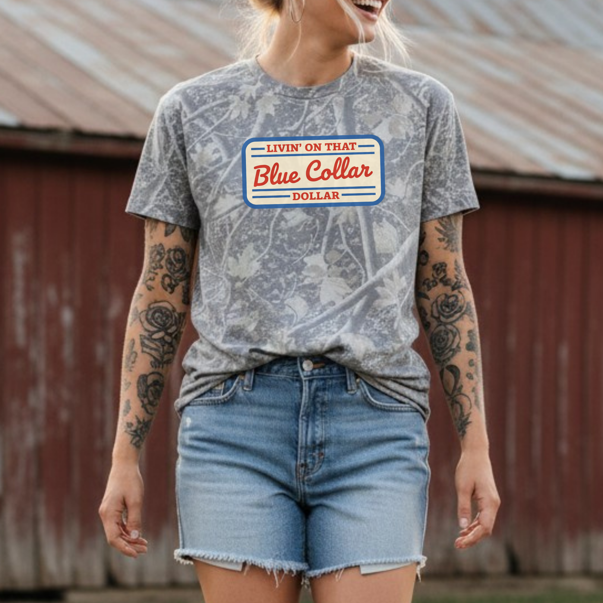 Blue Collar Dollar Tee- Black or Camo