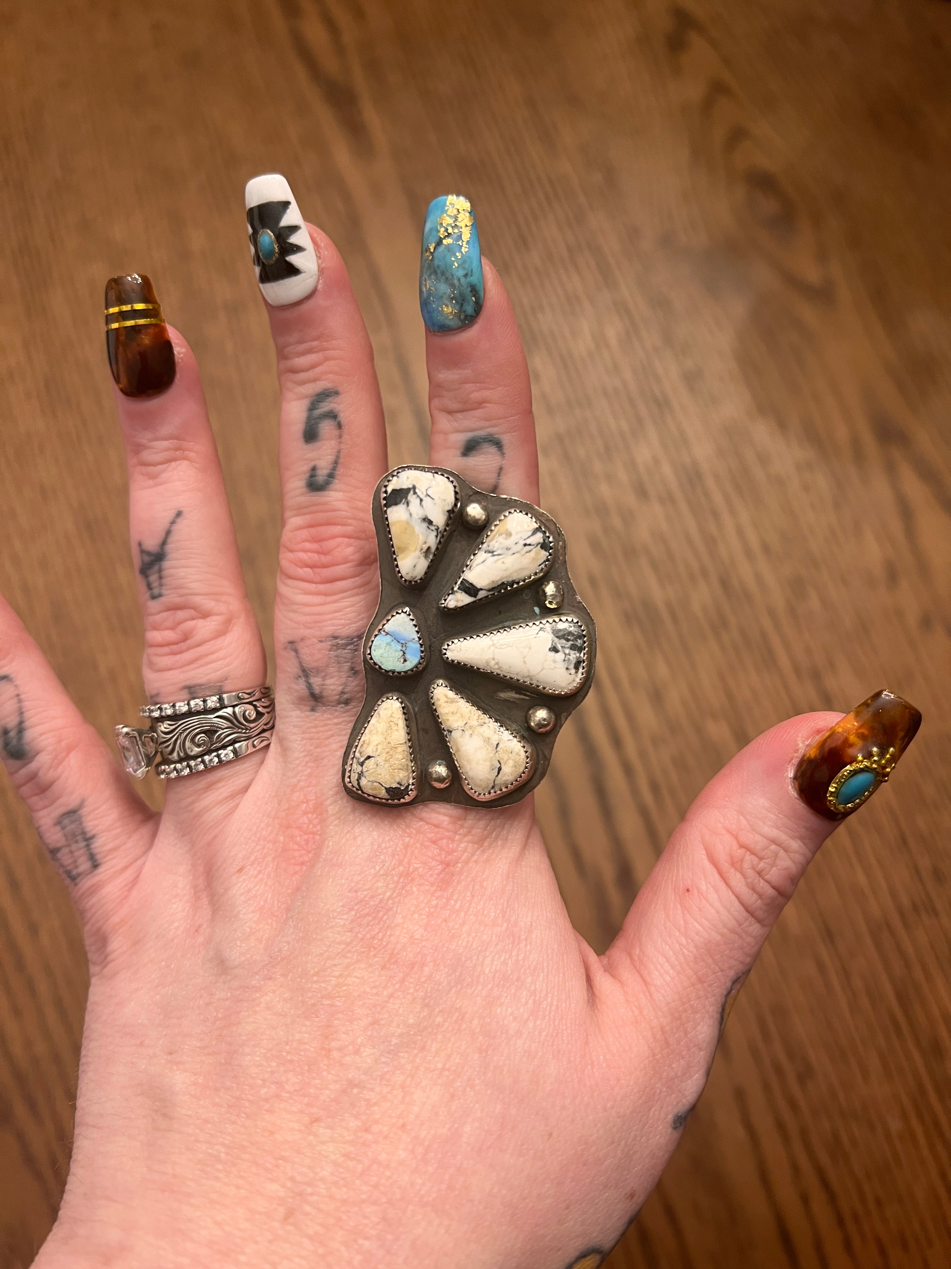 Massive White Buffalo & Golden Hills Show Statement Ring-9.5