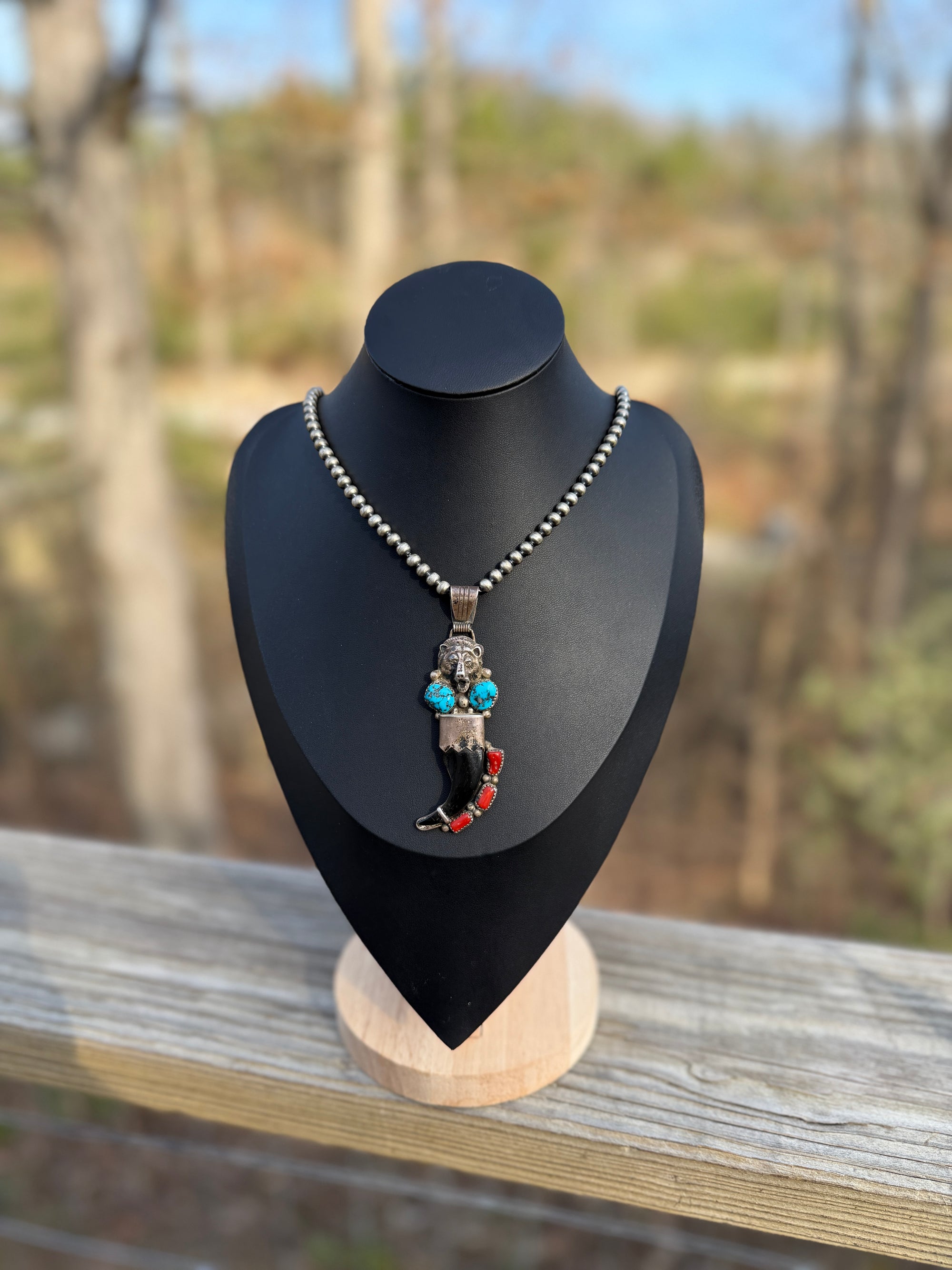 Vintage XL Bear Claw with Branch Coral & Turquoise