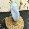 Blue Lace Agate Sterling Silver Statement Ring-NA 6.5