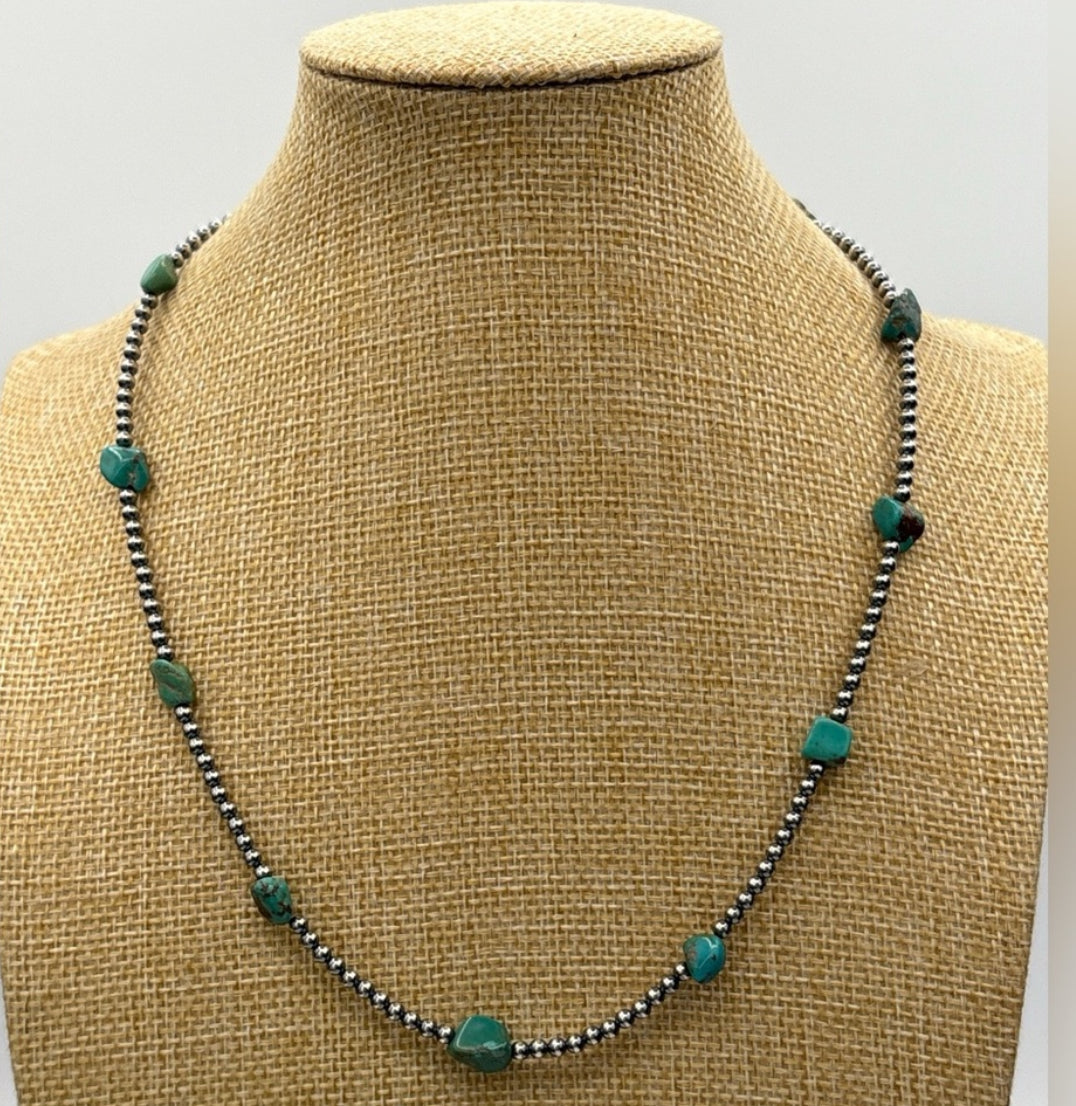 Kingman Nugget & Sterling Desert Pearls- 16 & 20”
