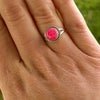 Navajo Handmade Hot Pink Fire Opal Ring - Esther White