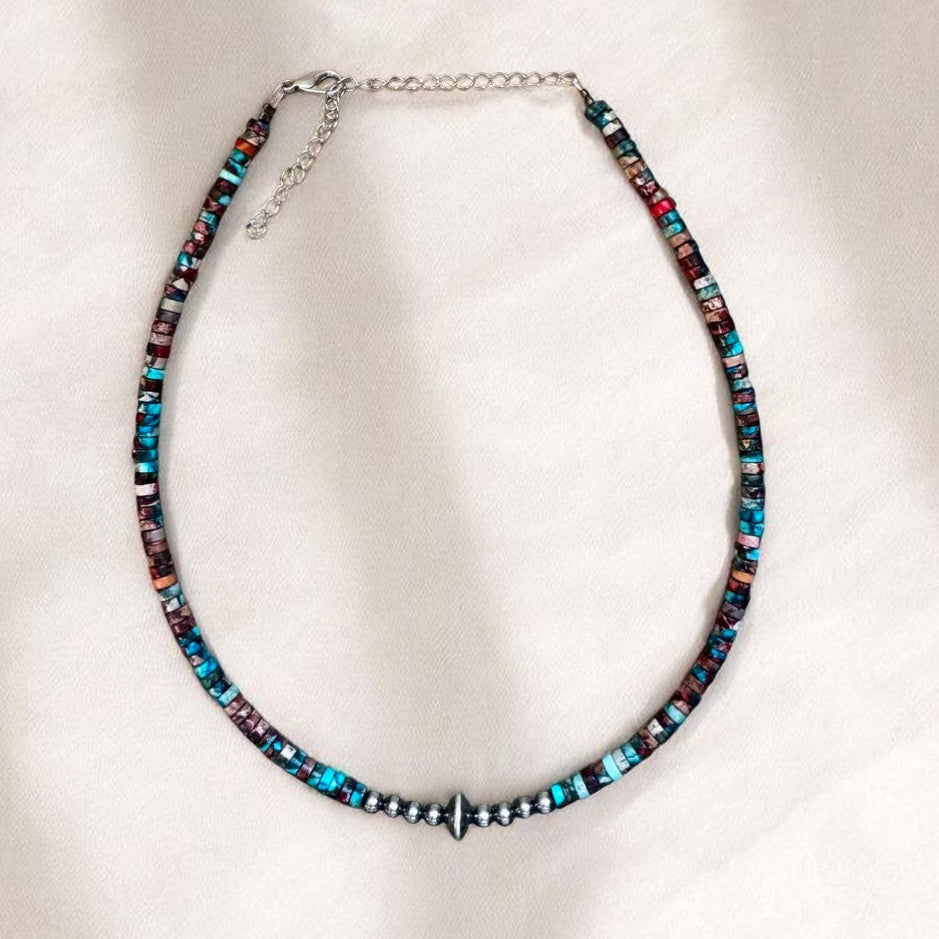 Pink Dahlia & Sterling Pearl Choker