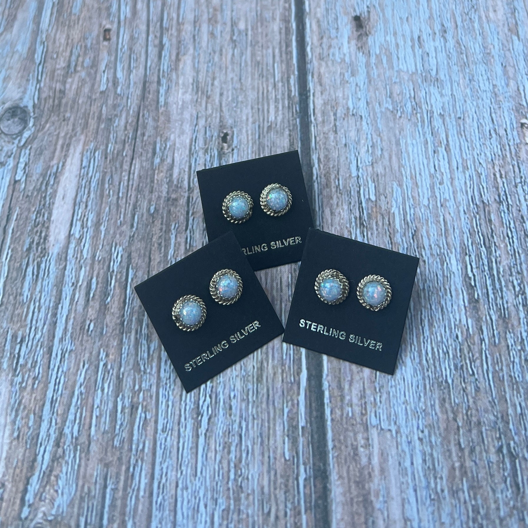 White Opal Studs