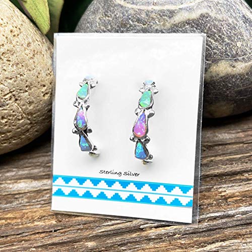 Zuni Opal Inlay Hoops- $50 DEAL