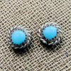 Navajo Handmade Kingman Turquoise Earrings - Esther White
