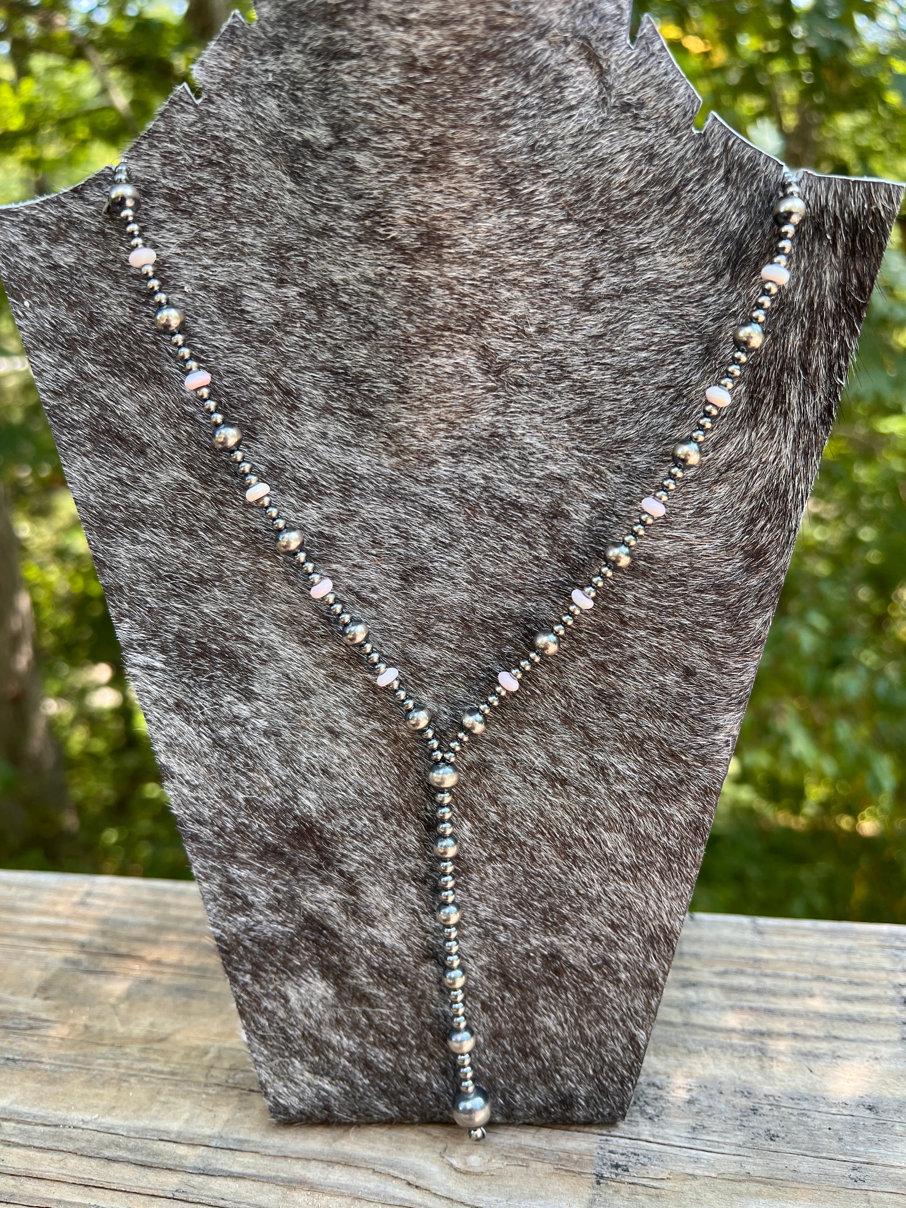 Pink Conch Navajo Pearl Lariat Necklace